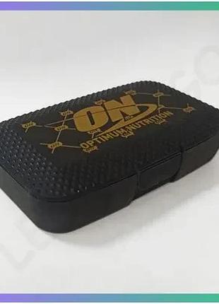 Таблетница optimum nutrition pill box черно-золотая контейнер для витаминов и добавок на 7 дней sku_fitsh_cn14933