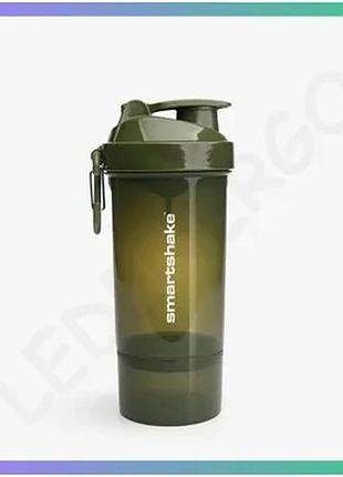 Шейкер smart shake original2go 800 мл хакі контейнер для напоїв з сіткою для коктейлів та сумішей sku_fitsh_cn10073