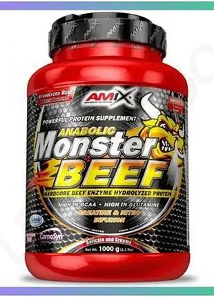 Протеїн amix anabolic monster beef 1 кг банан-полуниця для набору м'язової маси та відновлення спортив sku_fitsh_cn11205-2