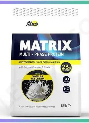 Протеин fitwin matrix multi-phase protein 900 грамм ванильное мороженое для набора мышечной массы и во sku_fitsh_cn14876-2
