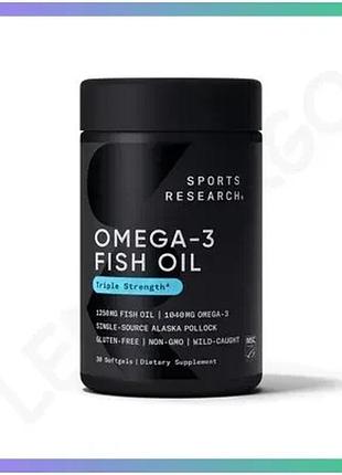 Рыбий жир sports research omega-3 fish oil 1250 мг 30 капсул для здоровья сердца и суставов sku_fitsh_cn16653
