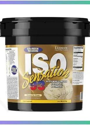 Протеїн ultimate nutrition iso sensation 2.27 кг банан сироватковий ізолят для набору м'язової маси та sku_fitsh_cn3741-1