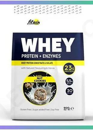 Протеїн fitwin whey protein + enzymes 900 грам горіхове печиво для набору м'язової маси та відновлення sku_fitsh_cn14872-6