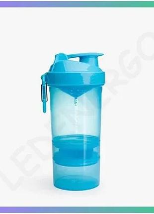 Шейкер smart shake original2go 600 мл блакитний контейнер для протеїну та вітамінів шейкер для спорту sku_fitsh_cn10632