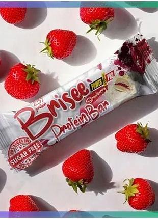 Батончик power pro brisee protein bar без цукру 55 г полуниця протеїновий перекус для дорослих та спор sku_fitsh_cn12121-7
