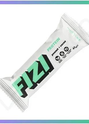 Батончик fizi protein bar арахіс-какао 45 г протеїновий снек для вегетаріанців та веганів енергетичний sku_fitsh_cn12371
