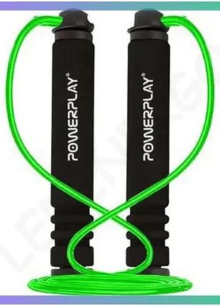 Скакалка power play 4205 2.7 м зеленая для тренировок и фитнеса с удобными ручками sku_fitsh_cn14782