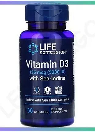 Витамины life extension vitamin d3 5000 iu с йодом 60 капсул для иммунной системы и костей sku_fitsh_cn10876
