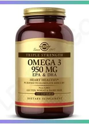 Жирные кислоты solgar omega 3 950 мг 100 капсул для сердца и мозга улучшения здоровья sku_fitsh_cn4877