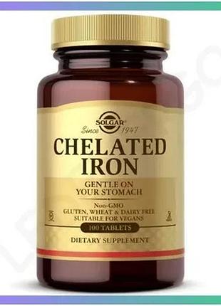 Вітаміни та мінерали solgar chelated iron 100 таблеток залізо для підтримки енергії та імунітету sku_fitsh_cn6063