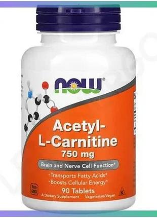 Жиросжигатель now acetyl-l-carnitine 750 мг 90 таблеток для ускорения метаболизма и поддержания энерги sku_fitsh_cn11450
