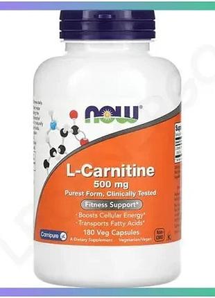 Жиросжигатель now l-carnitine 500 мг 180 вегакапсул для снижения веса и повышения энергии sku_fitsh_cn11451