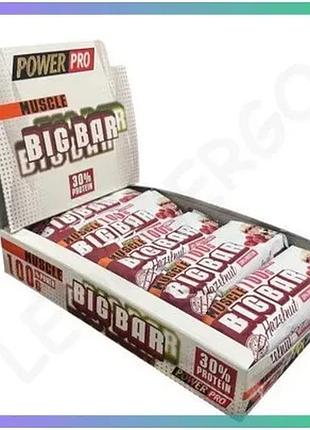 Батончик power pro muscle big bar 30% protein 100 г фундук для активного способу життя перекус з проте sku_fitsh_cn17419