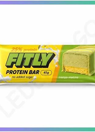 Протеиновый батончик fitly protein bar 25% без добавленного сахара 45 г манго-матча для перекуса sku_fitsh_cn20236-5