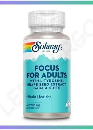 Комплекс для концентрації solaray focus для дорослих 60 вегакапсул амінокислоти для мозку та нервової sku_fitsh_cn20498-1