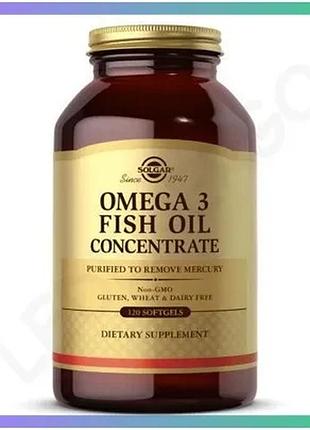 Жирные кислоты solgar omega 3 fish oil concentrate 120 капсул для здоровья сердца и иммунной системы sku_fitsh_cn4869