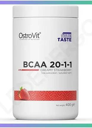 Амінокислота bcaa ostrovit bcaa 20-1-1 400 грам полуничний крем для зменшення втоми та нарощування м'я sku_fitsh_cn7761-1