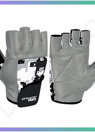 Перчатки для фитнеса sporter mfg-2277 серые камуфляжные мужские тренировочные рукавички l sku_fitsh_cn16512-1