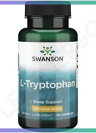 Аминокислота swanson l-tryptophan 500 мг 60 капсул для улучшения сна и поддержки серотонина sku_fitsh_cn7219