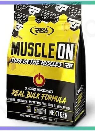 Гейнер real pharm muscle on 1 кг банан для набору м'язової маси відновлення енергії спортпоживання sku_fitsh_cn16842-1