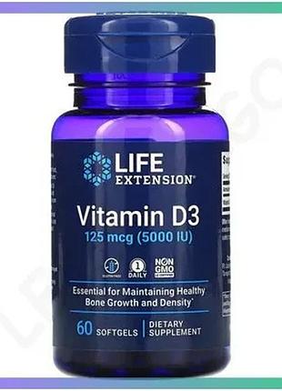 Витамины life extension vitamin d3 5000 iu 60 капсул для поддержки иммунной системы и костей sku_fitsh_cn10871