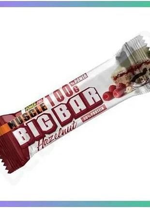 Батончик power pro muscle big bar 30% protein 100г фундук протеїновий перекус для активних людей енерг sku_fitsh_cn17414