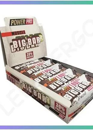 Батончик power pro muscle big bar 30% protein 100 г мигдаль для активних людей енергетичний перекус sku_fitsh_cn17417