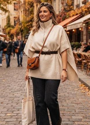 Тепла світла під шию накидка, жилетка, кофта,кардиган жіночий батал великого розміру
