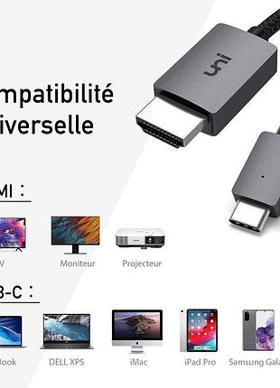 Кабель usb c-hdmi uni нейлоновий кабель 3