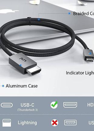 Кабель usb c-hdmi uni нейлоновий кабель 4