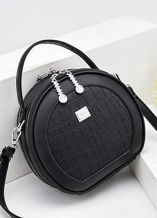 Сумка женская круглая prada маленькая, мини сумочка для девушки прада черный