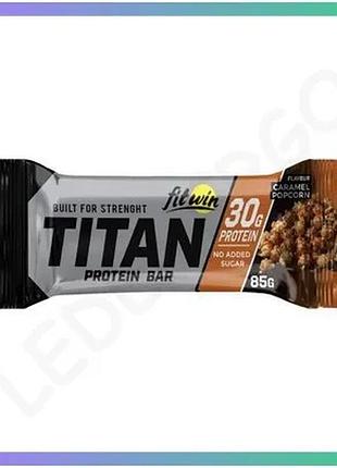Протеиновый батончик fitwin titan bar 85 г карамельный попкорн белковый перекус без сахара sku_fitsh_cn20543-2