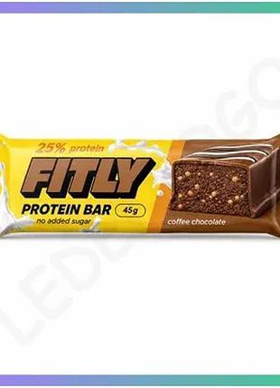 Протеиновый батончик fitly protein bar 25% без добавленного сахара 45 г кофе-шоколад для перекуса sku_fitsh_cn20236-2
