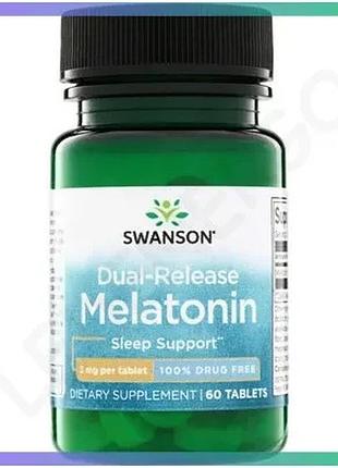Натуральна добавка swanson dual-release melatonin 3 мг 60 таблеток для покращення сну та відновлення sku_fitsh_cn20602-1