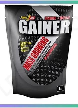 Гейнер power pro gainer 1 кг ваніль для набору м'язової маси рослинні компоненти амінокислоти sku_fitsh_cn78-3
