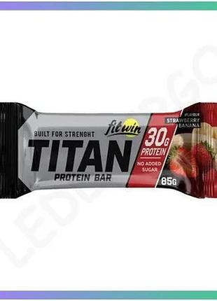 Протеиновый батончик fitwin titan bar 85 г банан-клубника без сахара для перекуса спортсменов и активн sku_fitsh_cn20543-3