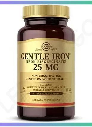 Витамины и минералы solgar gentle iron 25 мг 180 вегакапсул для поддержания уровня железа и энергии sku_fitsh_cn12396