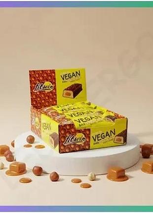 Блок веганских батончиков fitwin vegan bar 12*50 г карамель-фундук без сахара для веганов и вегетариан sku_fitsh_cn17194