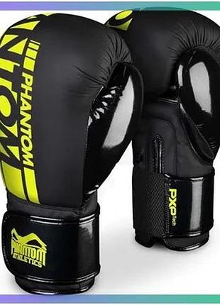 Боксерські рукавички phantom athletic apex elastic 16 унцій чорні з жовтим для дорослих тренувань та с sku_fitsh_cn14742-4