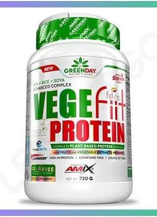 Протеин amix greenday vege-fiit protein 720 грамм двойной шоколад растительный белок для набора мышечн sku_fitsh_cn9357-2