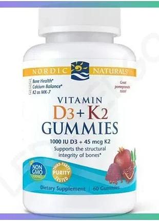 Витамины d3 и k2 nordic naturals жевательные желейки 60 штук для поддержки иммунитета и здоровья суста sku_fitsh_cn6936