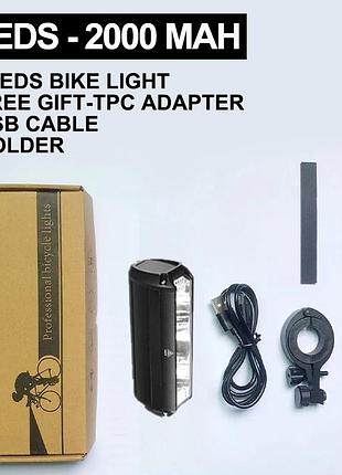 Велосипедна фара 2000mah – потужний 3 led ліхтар із 5 режимами, ipx-5