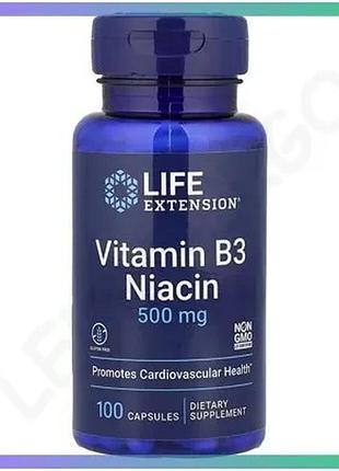 Ниацин life extension vitamin b3 500 мг 100 капсул для энергетического метаболизма и нервной системы sku_fitsh_cn20088-1