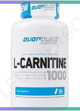 L-карнитин everbuild nutrition 1000 мг 30 таблеток для повышения энергии и снижения веса спортивная до sku_fitsh_cn16867
