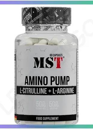 Передтренувальний комплекс mst nutrition amino pump 60 капсул для енергії та росту м'язів спортивне жи sku_fitsh_cn16108