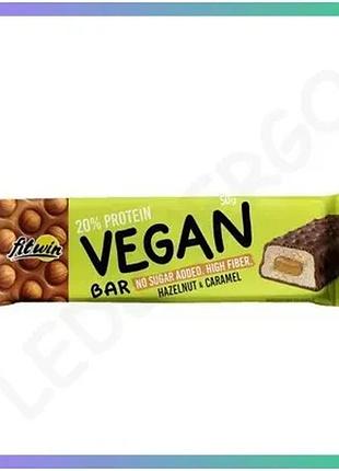 Веганский батончик fitwin vegan bar 50 г карамель-фундук без сахара для вегетарианцев и веганов sku_fitsh_cn17190