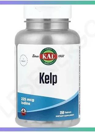 Йод kal kelp iodine 225 мкг 250 таблеток натуральна добавка для підтримки здоров'я ендокринної системи sku_fitsh_cn17254