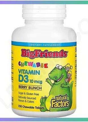 Вітамін d для дітей natural factors big friends vitamin d3 400 iu 250 жувальних таблеток для імунітету sku_fitsh_cn16736