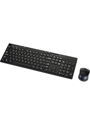 Бездротовий комплект клавіатури та миші amazon basics, повнорозмірний, розкладка qwerty, 2,4 ггц usb-приймач plug & play, елегантн