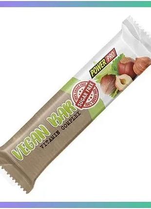 Батончик power pro vegan bar 60 г без цукру з горіхами та сухофруктами протеїновий перекус для веганів sku_fitsh_cn2861